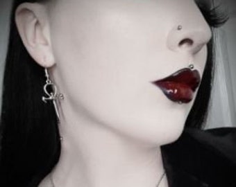 Vampire Ankh Earrings (2 styles)- occult vampire nosferatu ankh earrings jewelry gothic gift vampgoth egyptian eternal life vampiric cross