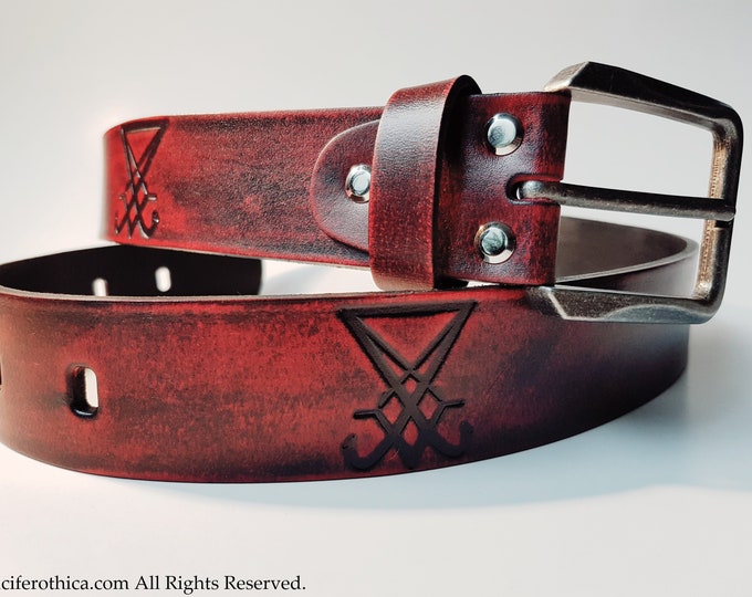 Sigil of Lucifer Belt (Satanic Red)