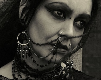 Triple Nosechain (Clean or Jusa Style) - goth gothic occult nose jewelery nose piercing