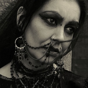 Triple Nosechain (Clean or Jusa Style) - goth gothic occult nose jewelery nose piercing