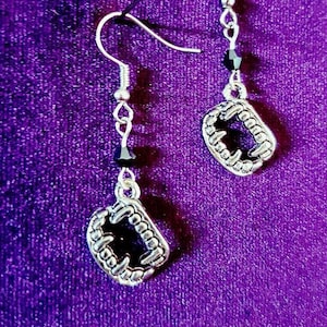 Bite Me! Earrings - vampire goth fang blood sucking earrings