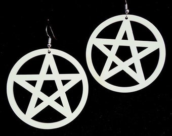 White Pentagram Earrings
