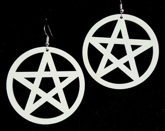 White Pentagram Earrings