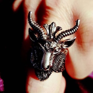 Baphomet Ring - Goat of Mendes Occult gift left hand path inverted pentagram satanic witch black magic gothic scapegoat templar jewelry hs