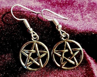 Pentagram Earrings Clean or with Gemstones - Different Styles