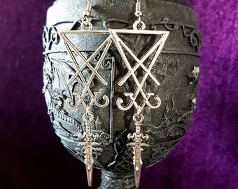 Sigil of Lucifer Athame Earrings