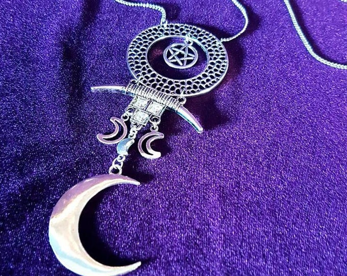 Crescent Moon Pentagram Necklace