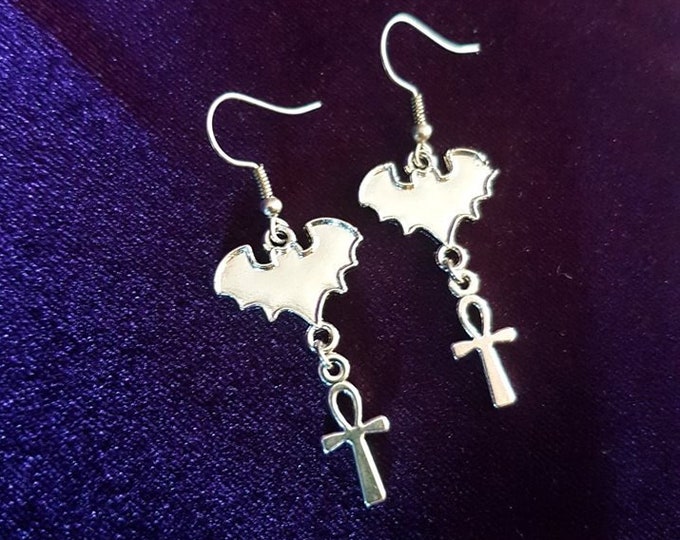 Crux Ansata Bat Earrings