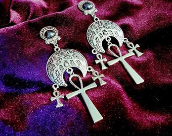 Ankh/Sigil of Lucifer Cathedral Earstuds | Plugs.