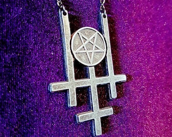 Triple Inverted Cross Necklace - occult pentagram satanic blackmetal goth gothic satan