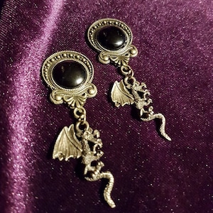 Demon Earstud/Plugs - demon demonic pazuzu azazel lucifer baphomet asmodeus samael gothic occult lefthandpath pagan witch dragon wings