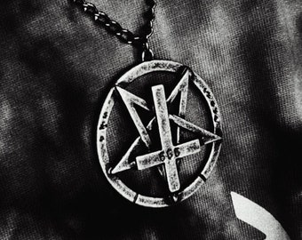 Inverted 666 Pentagram Cross Pendant - occult antichrist anti religion satanic pendant