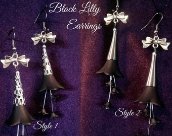 Black Lilly Earrings (2 Styles)