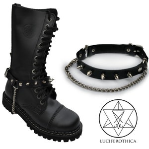 Leather Boot Strap with studs & chains (Currently 5 extra styles available!) - goth gothic leather boot accessory gift spikes