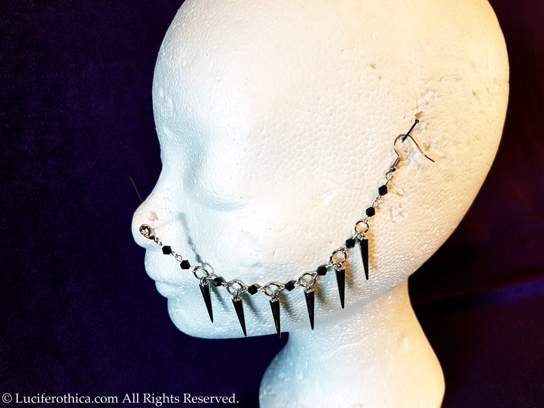 2 Styles goth gothic occult nose jewellery nose piercing Spike Nosechain