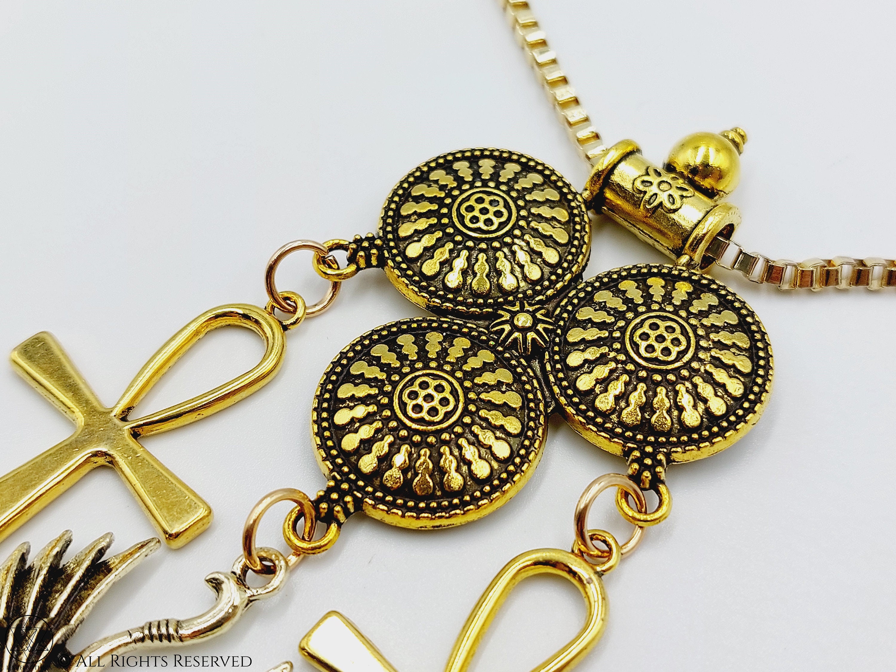 Collana Argento 925 Con Gatto Egiziano, Ankh E Occhio Di Horus - DAYLINLOVE, Mitologia Egizia, Regalo Per Donna