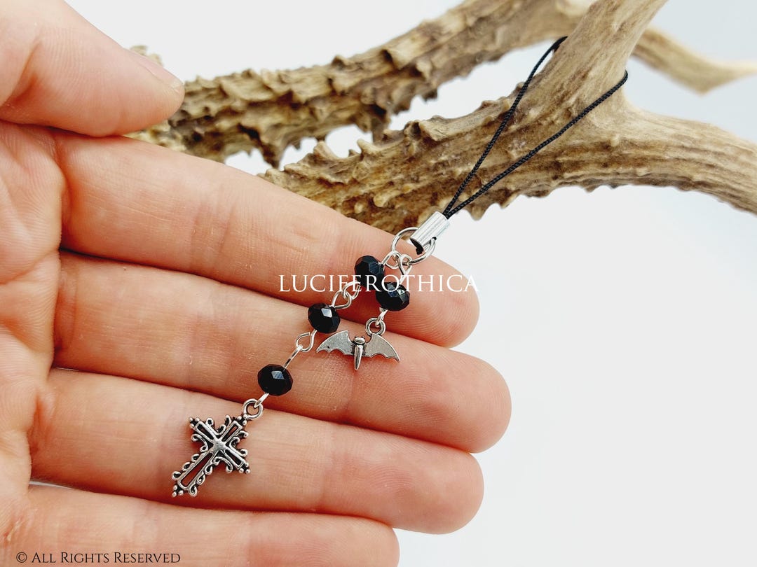 Ozzy Phone Charm - Crucifix Cross Bat Gothic Prince of Darkness ...