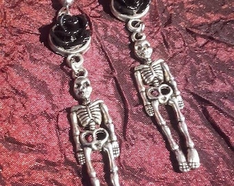 Black Rose Skeleton Earrings