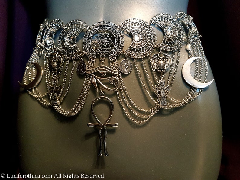Egyptian Lemurian Ankh Hip Chain Belt Egyptian Belt Occult Etsy UK