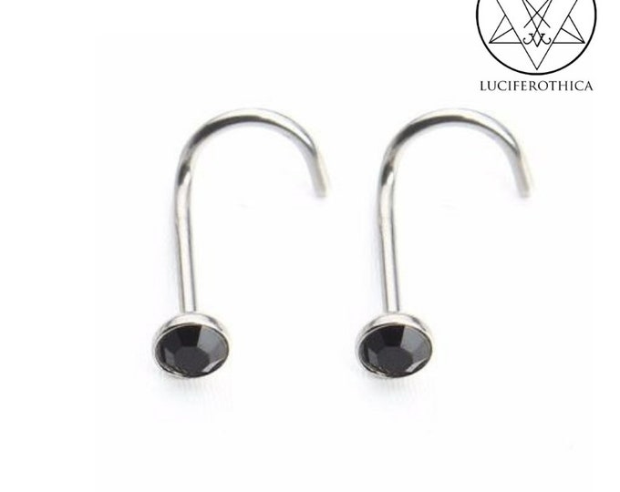 Faceted Stone Nose Piercing (Zirconia, Black Rhinestone or Opal)