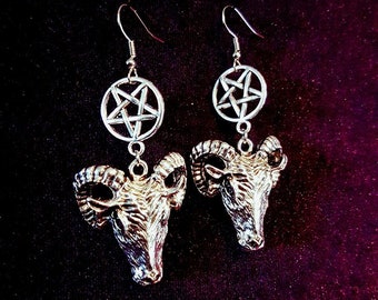 Baphomet Inverted Pentagram Earrings