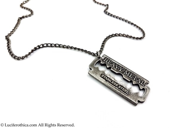 Heavy Metal Razorblade Necklace 3 Styles Heavy Metal Music 