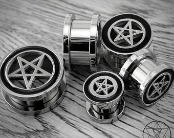 Stainless Steel Pentagram Plugs ( Different Sizes)