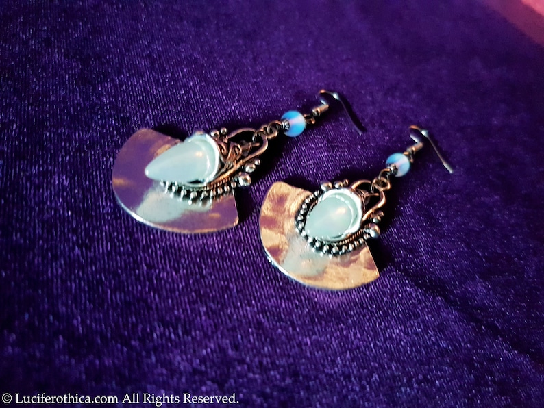 Tear Drop Earrings Opalite shimmering tears newage jewelry stargate gothic goth gift special boho teardrop cone charm fantasy fairy cute