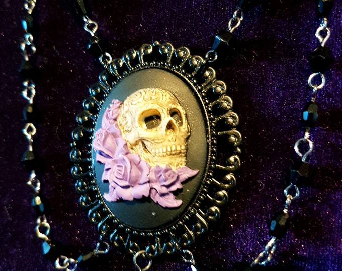 Gothic Flower Skull Necklace