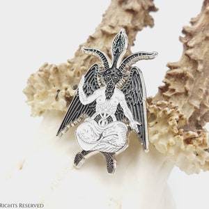 Baphomet Pin Éliphas Lévi Version Exclusive Edition occult templar path seal sigil baphomet lapel pin studs satanic 666 goat mendes gift afbeelding 3