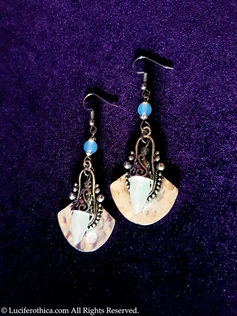 Tear Drop Earrings Opalite shimmering tears newage jewelry stargate gothic goth gift special boho teardrop cone charm fantasy fairy cute