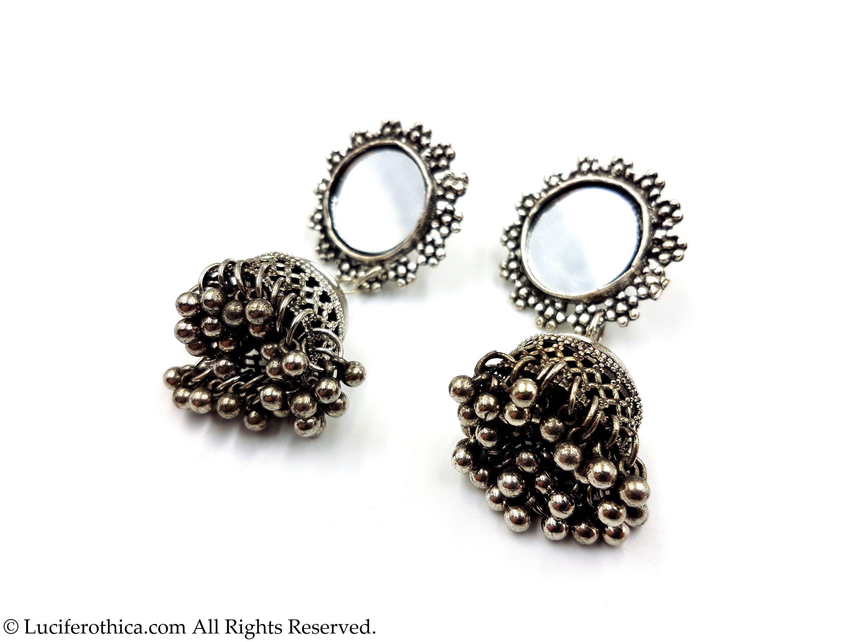 Mirror Boho Earstuds Gothic Balls Gothic Earrings Occult - Etsy