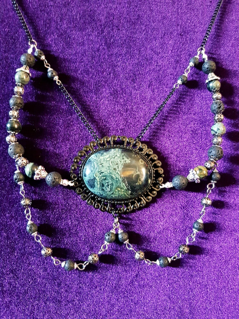 Lava /& Kambaba Stone Necklace spiritual lava kambaba gemstones occult witch