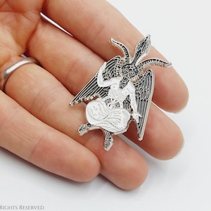 Baphomet Pin Éliphas Lévi Version Exclusive Edition occult templar path seal sigil baphomet lapel pin studs satanic 666 goat mendes gift afbeelding 6