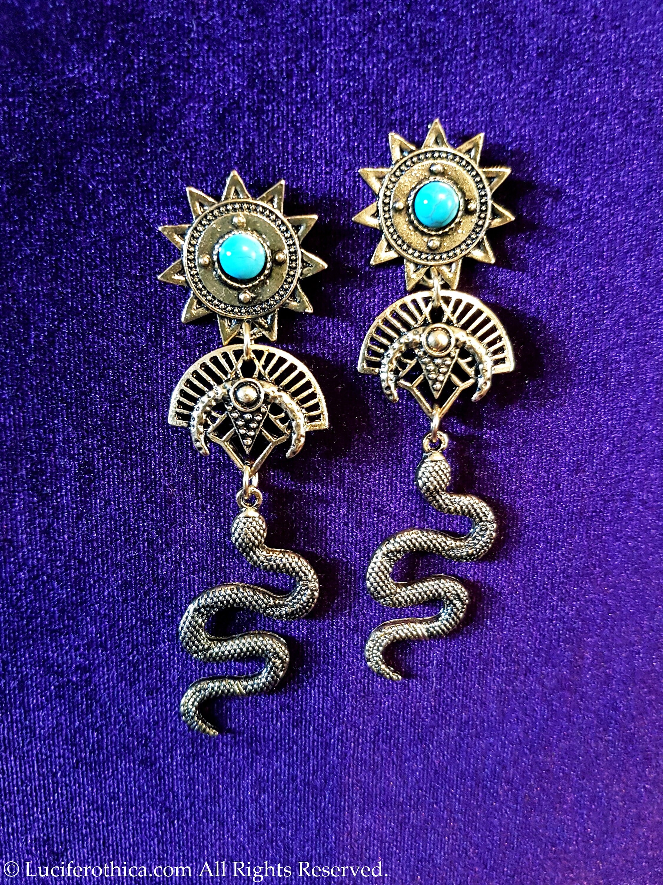 Quetzalcoatl Aztec Earrings (Gold Colour)