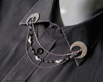Crescent Moon Collar Pin