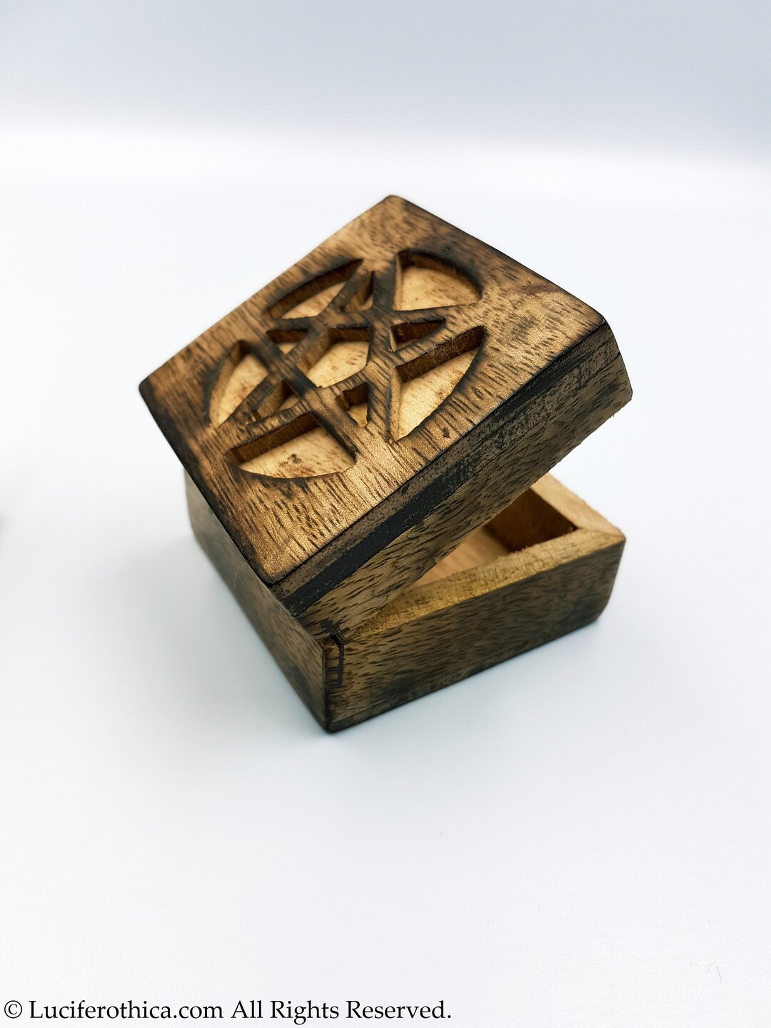 Pentagram Pentacle Design Wooden Storage Vintage Almirah Box Handcrafted Herb Storage Chest