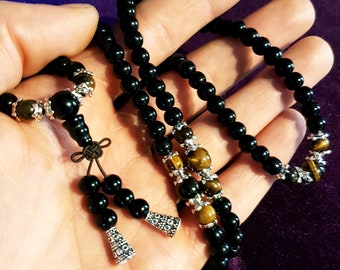 Tiger Eye & Onyx Gemstone Mala