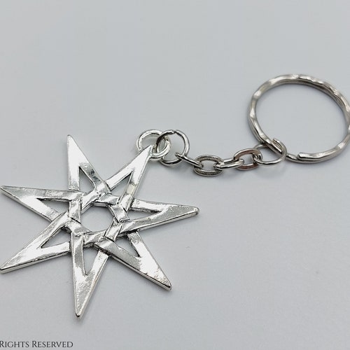 Portachiavi stella a 7 punte - Stella elfica Pleiadiana - Stella sumera Accadico inanna ishtar Venere dea regalo occulto eptagramma settagramma geometria