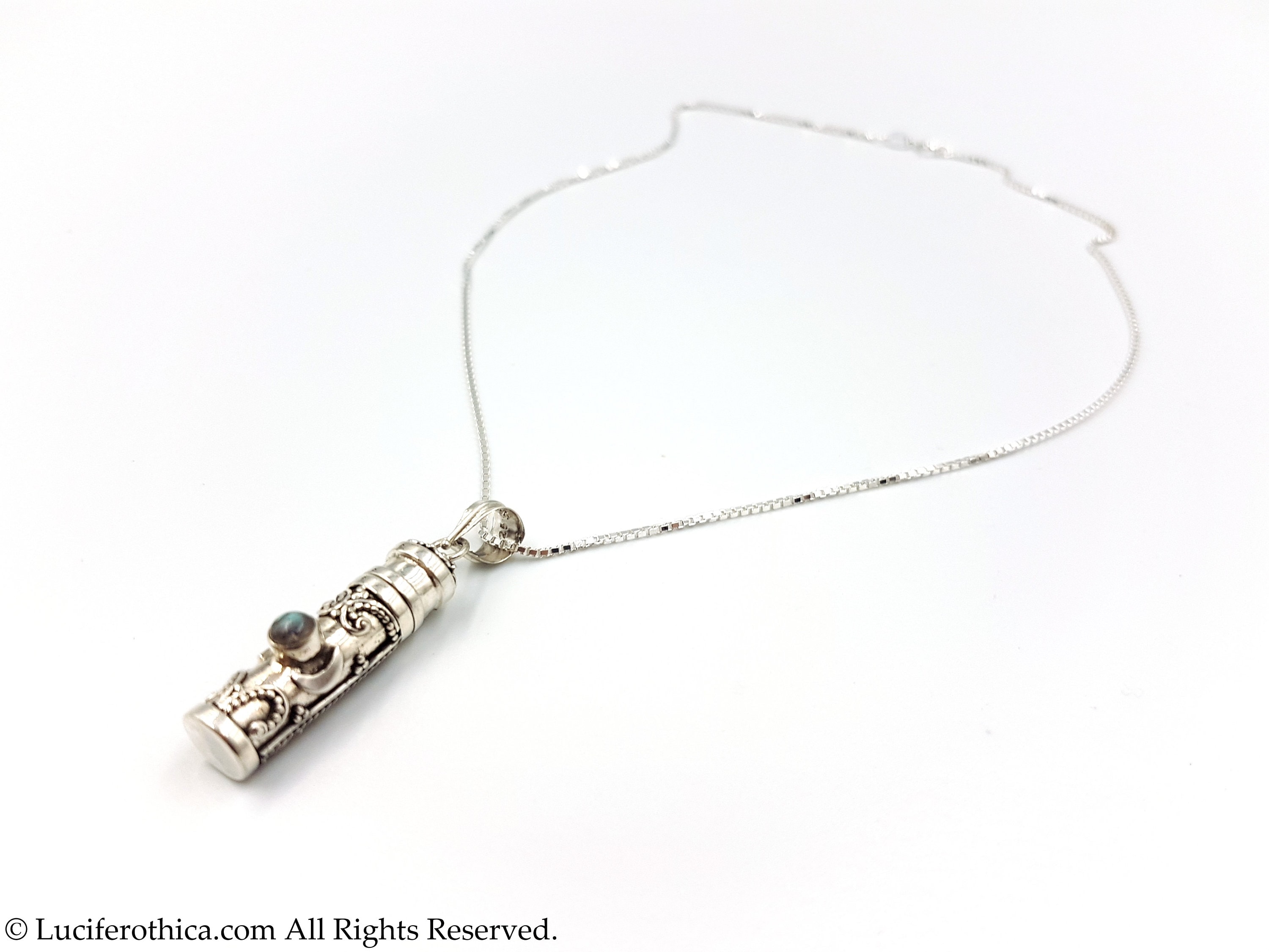 Sterling Silver Triple Moon Poison Locket with Labradorite (925)