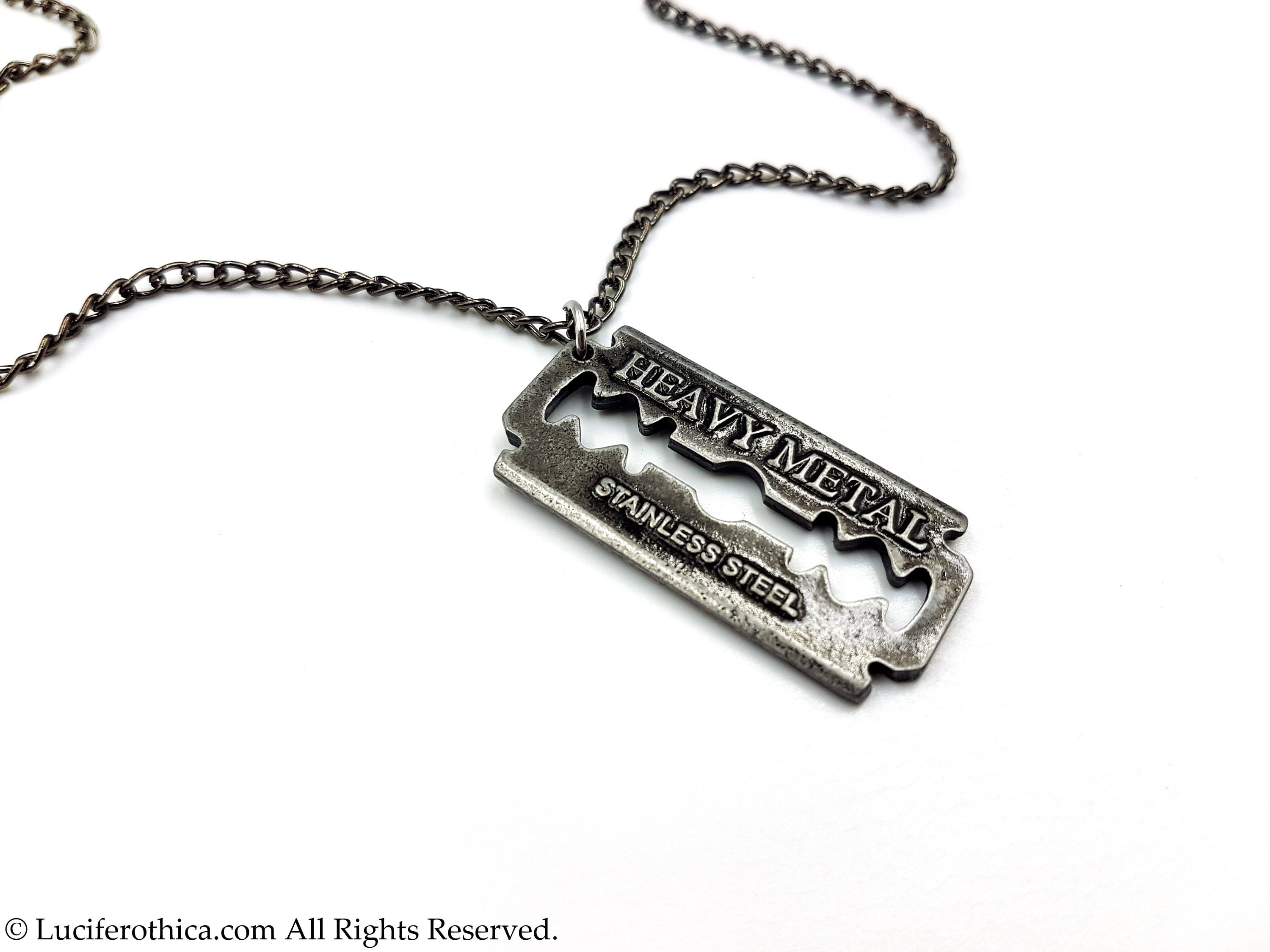 Heavy Metal Razorblade Necklace 3 Styles Heavy Metal Music 