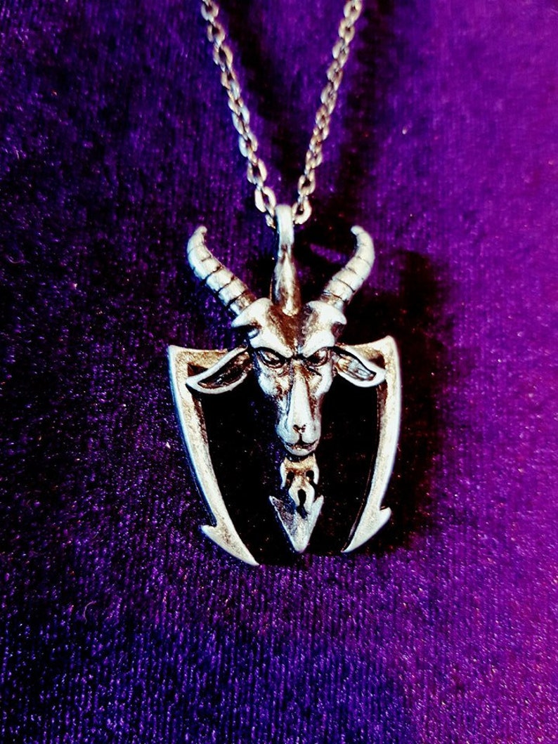 occult sigil of baphomet satanic necklace goth gothic left hand path Baphomet Trident Pendant