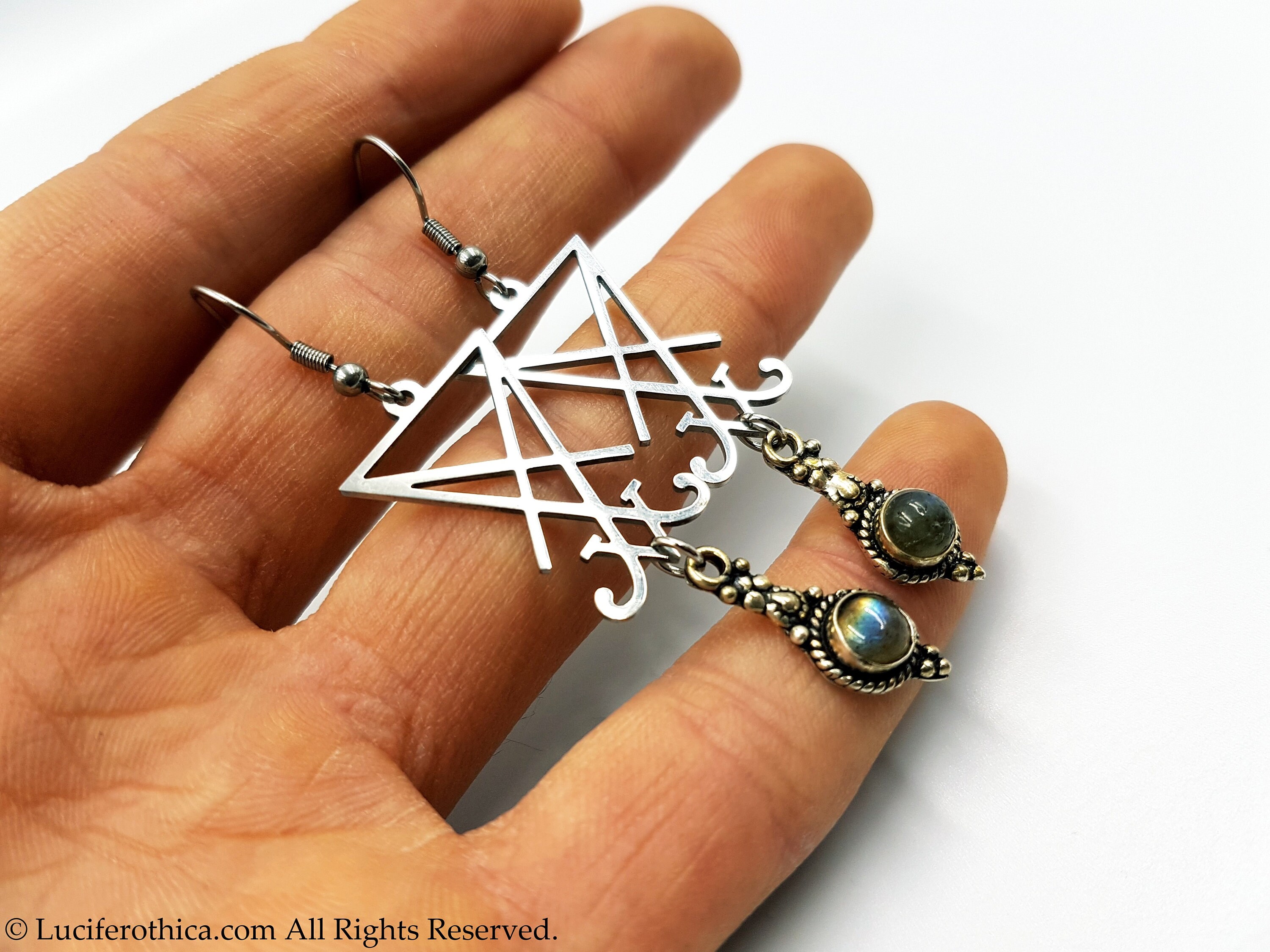 Sigil of Lucifer Labradorite Earrings