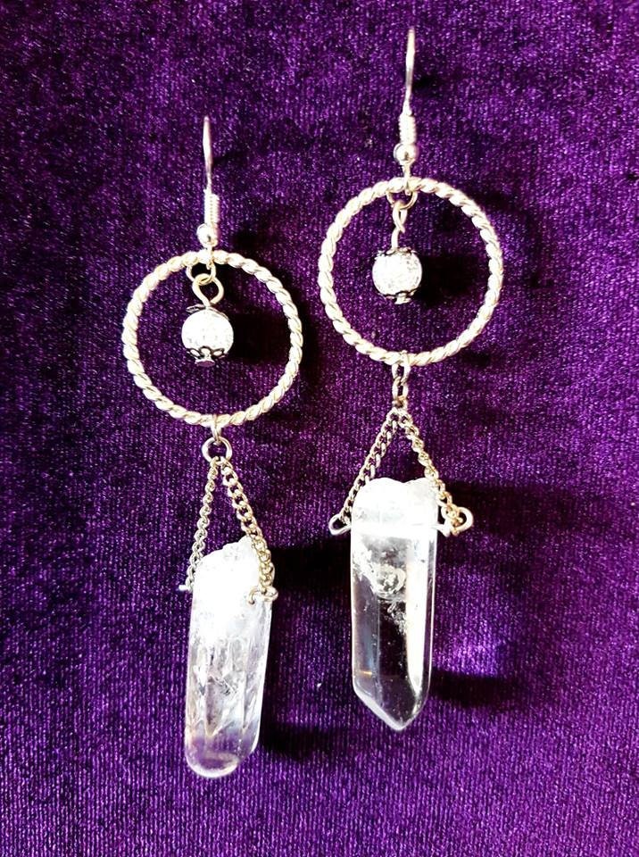 Quartz Crystal Earrings spiritual crystal healing jewellery crackled