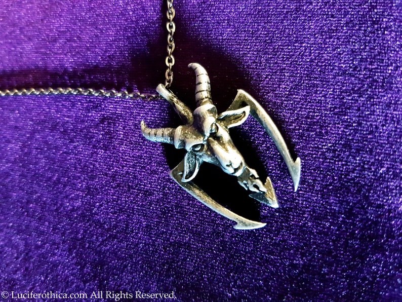 occult sigil of baphomet satanic necklace goth gothic left hand path Baphomet Trident Pendant