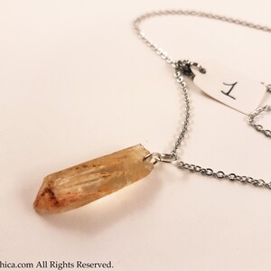 Lemurian Crystal with Citrine Pendant (5 Different Stones) - Spiritual lemurian crystal necklace healing shamnic energy lightworker gift image 2