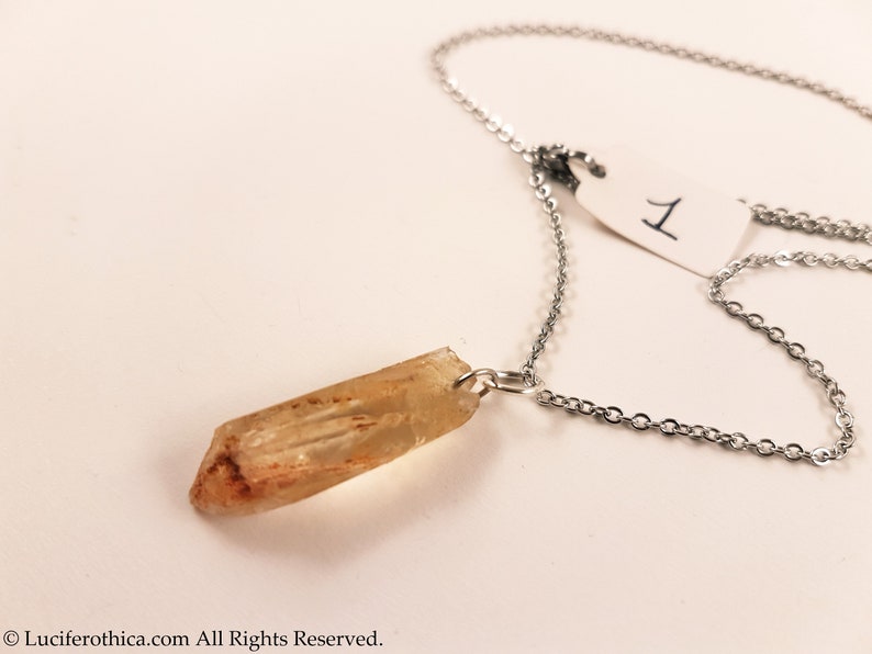 Lemurian Crystal with Citrine Pendant (5 Different Stones) - Spiritual lemurian crystal necklace healing shamnic energy lightworker gift image 2