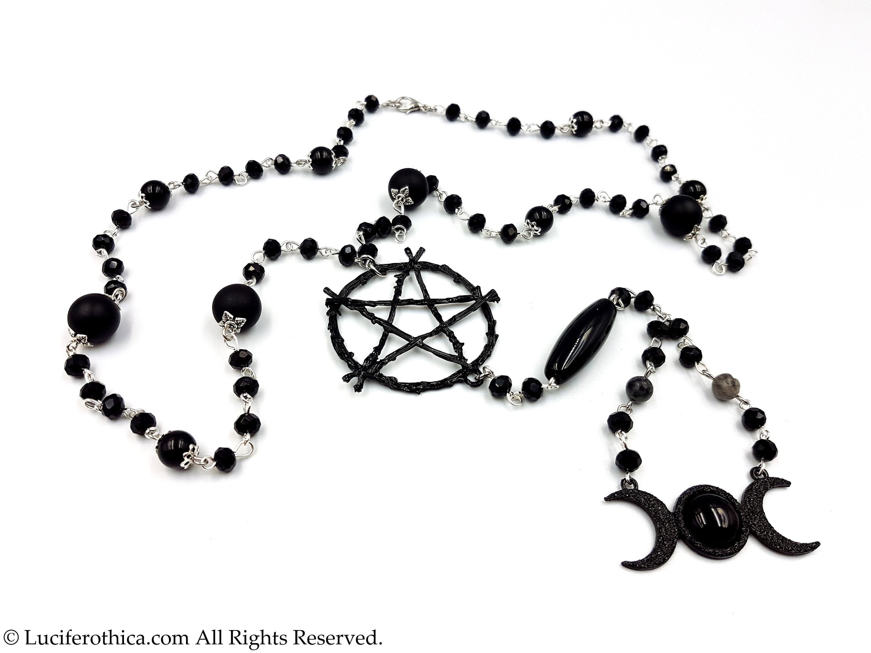 Salem Witch Rosary (Black Agate & Labradorite)