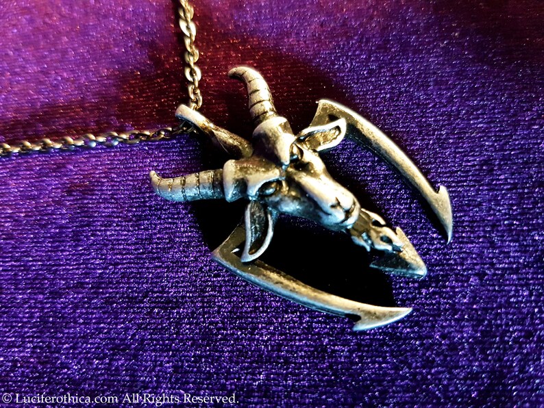 occult sigil of baphomet satanic necklace goth gothic left hand path Baphomet Trident Pendant