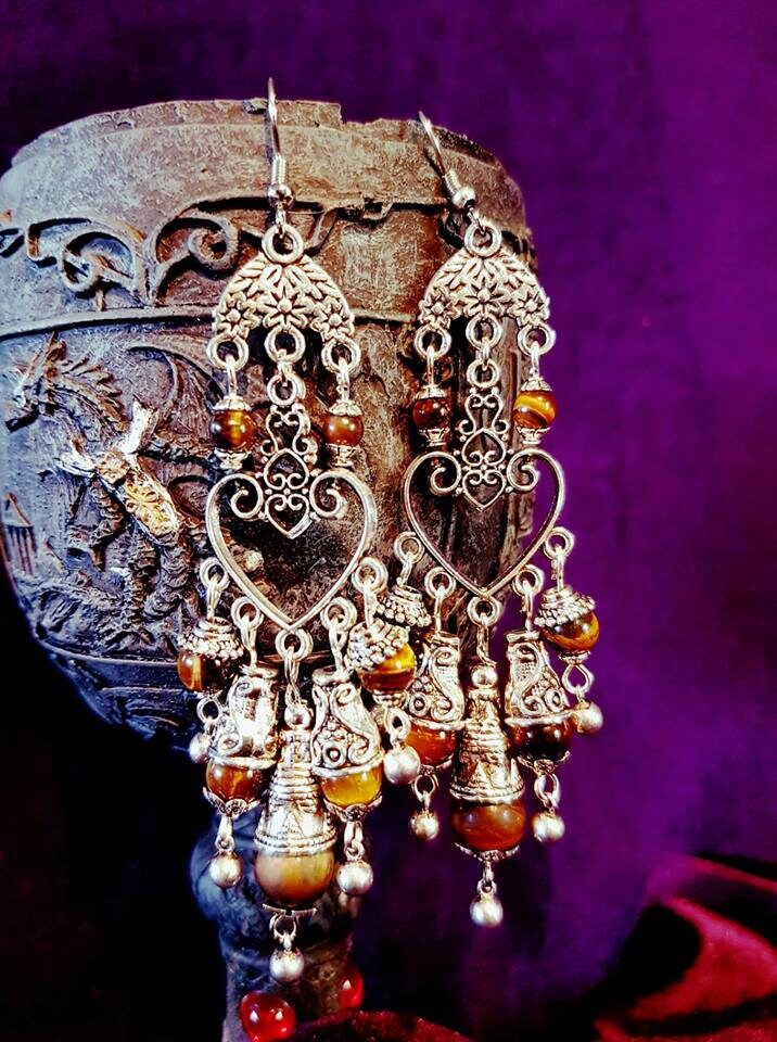 Eye of The Tiger Beaded Earrings